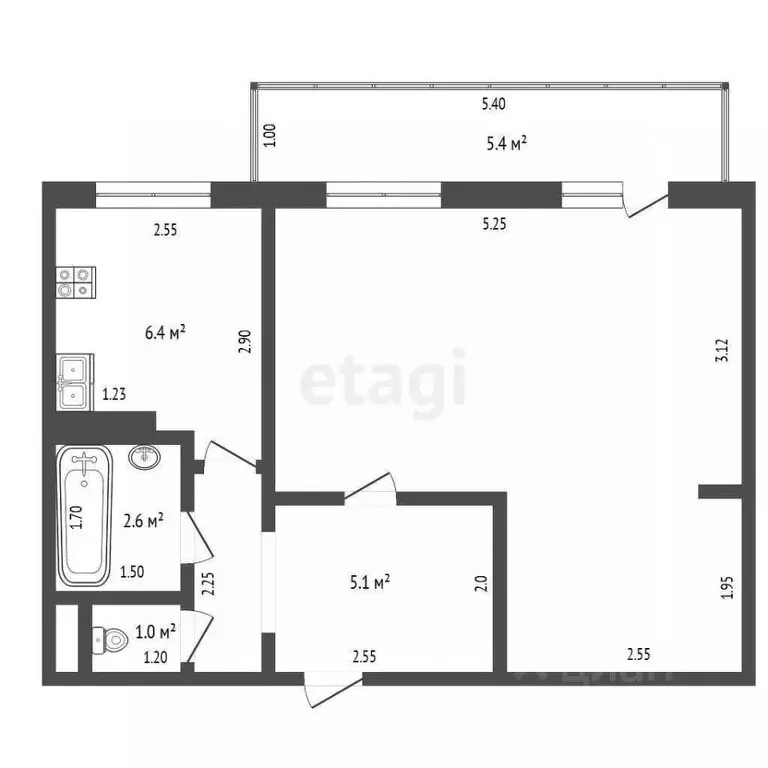 1-к кв. Белгородская область, Шебекино Рабочая ул., 4 (38.5 м) - Фото 2