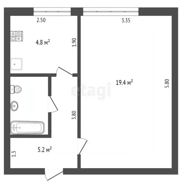 1-к кв. Мордовия, Саранск ул. Воинова, 2к13 (33.1 м) - Фото 1