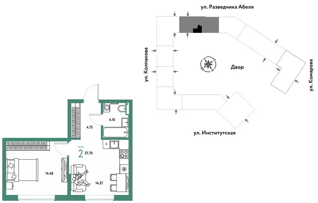 2-комнатная квартира: Мытищи, ЖК Страна.Парковая (37.7 м) - Фото 0