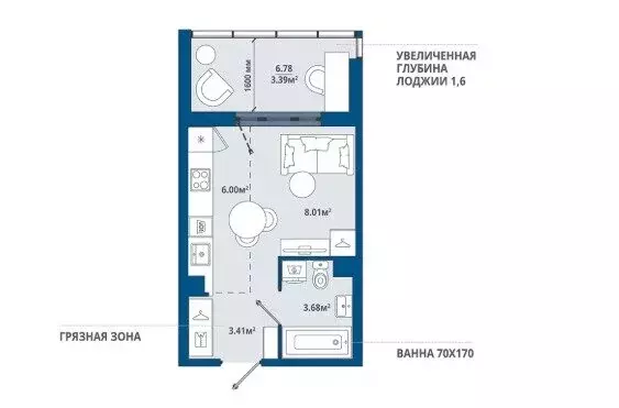 1-комнатная квартира: городской посёлок Новоселье, Большая Балтийская ... - Фото 1