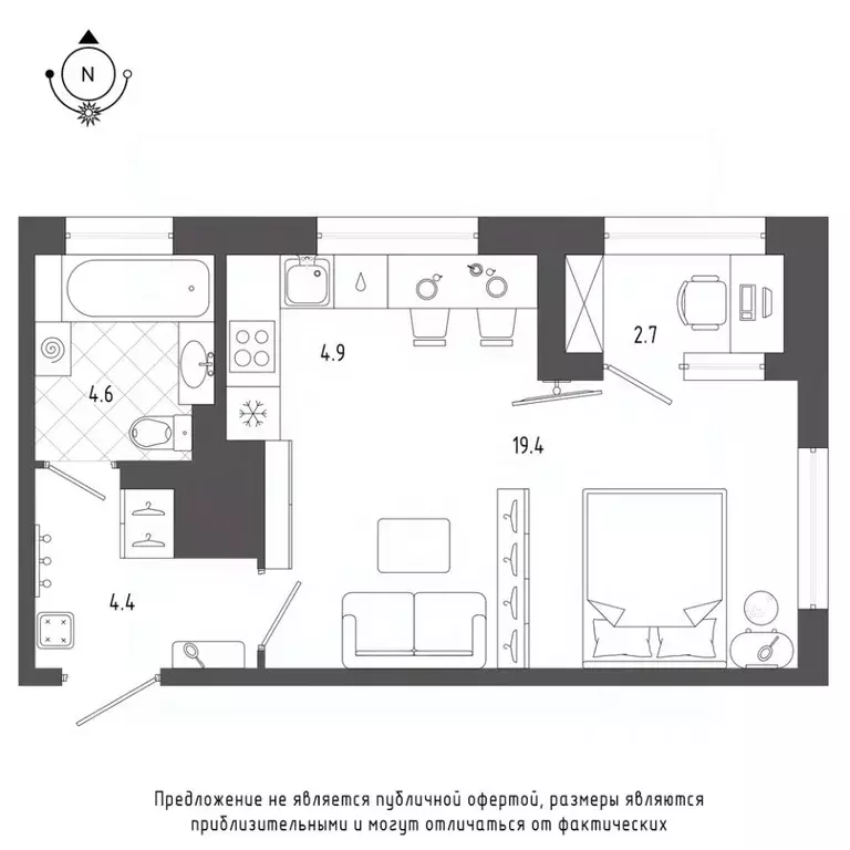 Студия Санкт-Петербург бул. Измайловский, 9 (34.5 м) - Фото 0
