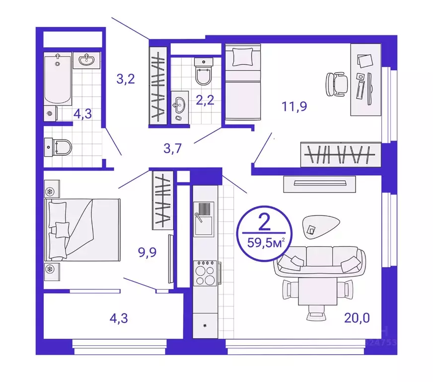 2-к кв. Свердловская область, Екатеринбург Уктус жилрайон, Астон ... - Фото 1