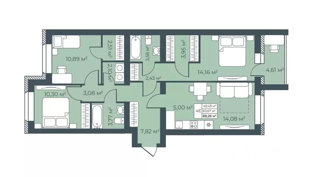 4-к кв. Воронежская область, Бобров  (88.28 м) - Фото 1