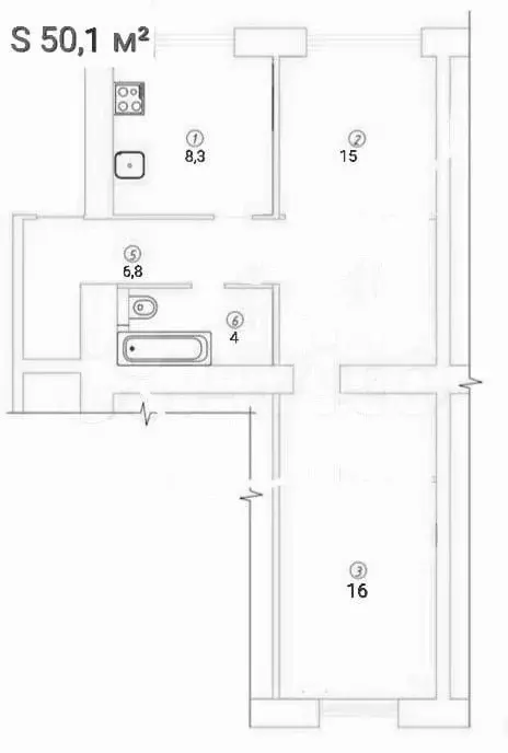 2-к. квартира, 50 м, 2/5 эт. - Фото 0