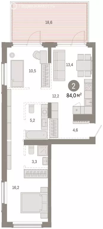2-комнатная квартира: Омск, Кировский округ (84.02 м) - Фото 2
