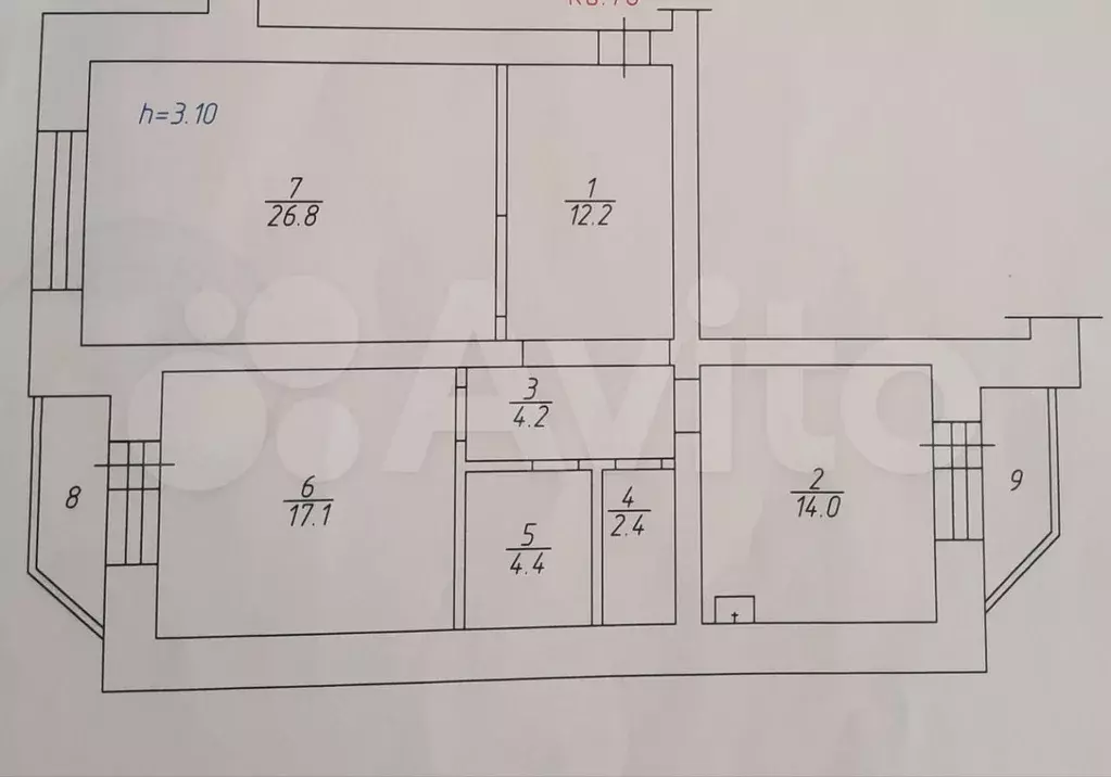 2-к. квартира, 81,1 м, 5/5 эт. - Фото 0