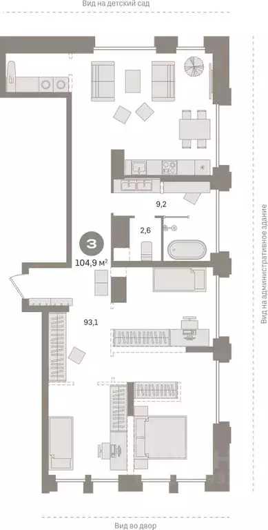 3-к кв. Ханты-Мансийский АО, Сургут Пролетарский просп., с9 (104.87 м) - Фото 1