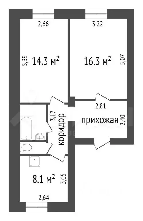 2-к кв. Санкт-Петербург наб. Черной речки, 16 (56.0 м) - Фото 1