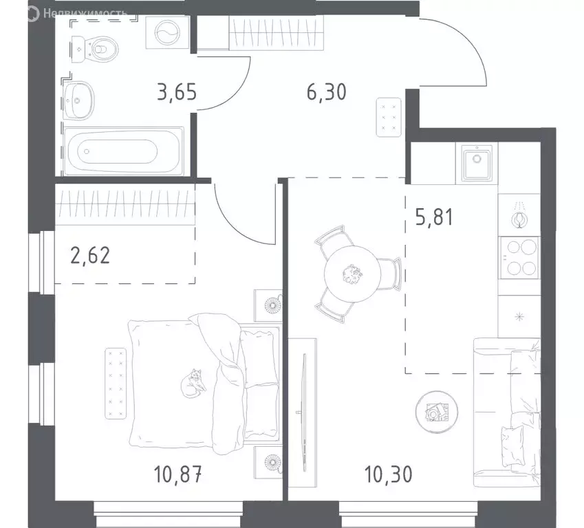 1-комнатная квартира: Уфа, жилой район Дёма, ЖК Новая Дёма, ЖК Урбан ... - Фото 1