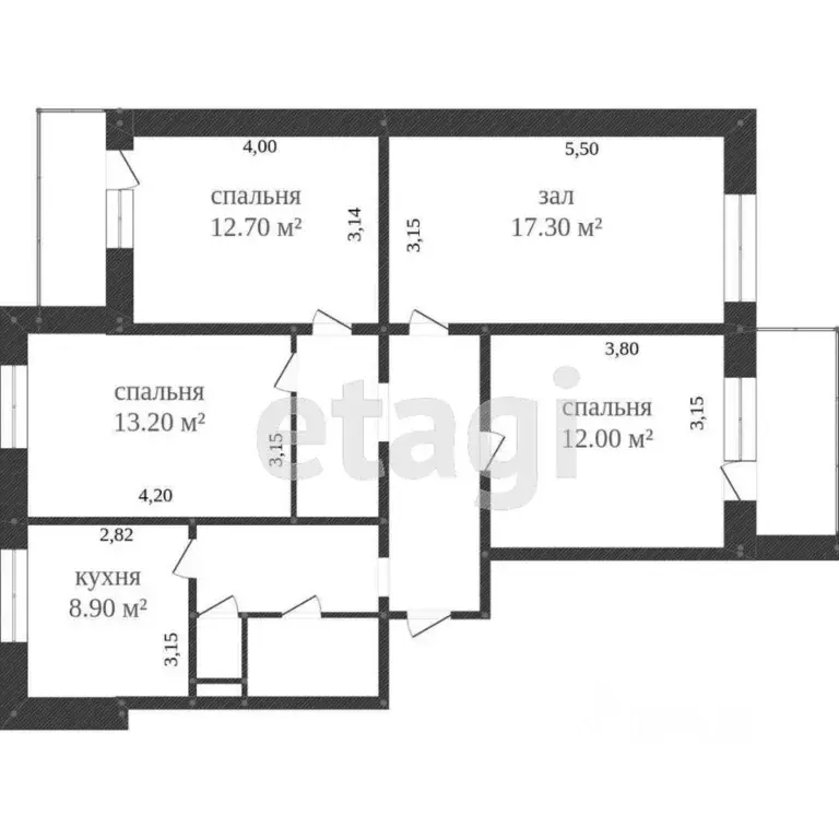 4-к кв. Белгородская область, Белгород ул. Щорса, 49 (85.0 м) - Фото 2