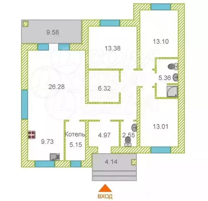 Дом в Тюменский муниципальный округ, село Кулаково (127.5 м) - Фото 2