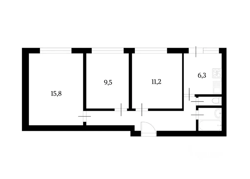 3-к кв. Москва Славянский бул., 11К1 (57.0 м) - Фото 2