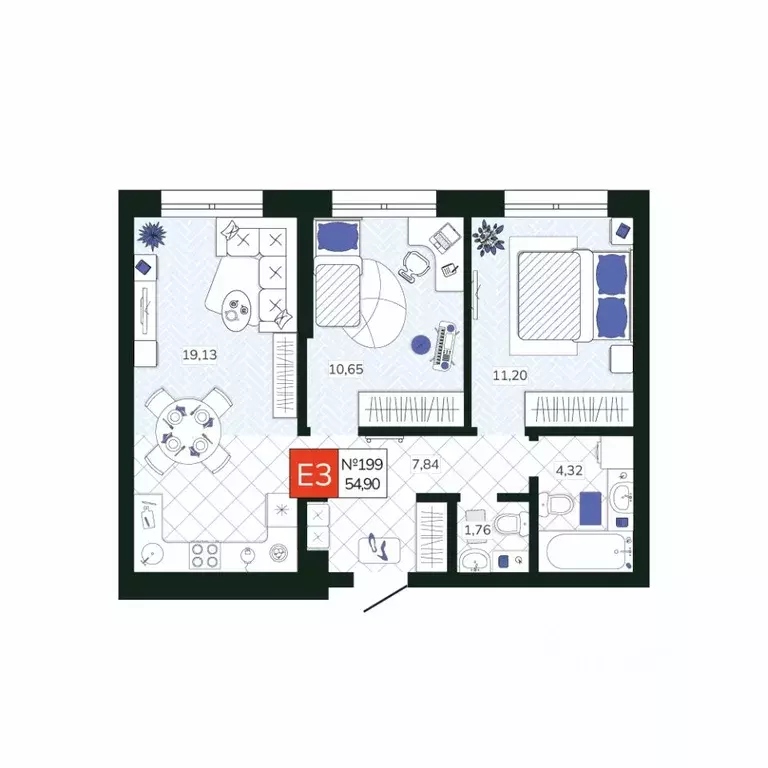 2-к кв. Тульская область, Тула Мясново мкр, Желания жилой комплекс ... - Фото 1