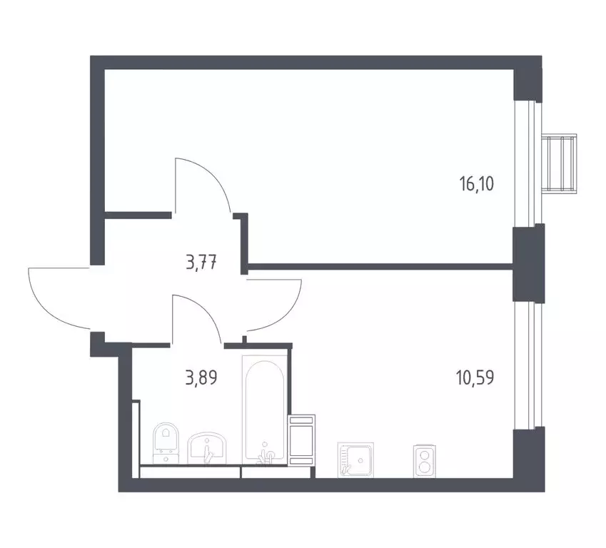 1-комнатная квартира: село Ям, улица Мезенцева, 16 (33.8 м) - Фото 1