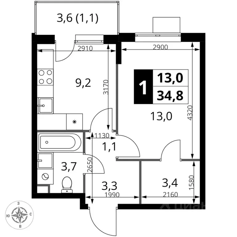 1-к кв. Московская область, Химки Подрезково мкр, 1-й Шереметьевский ... - Фото 1