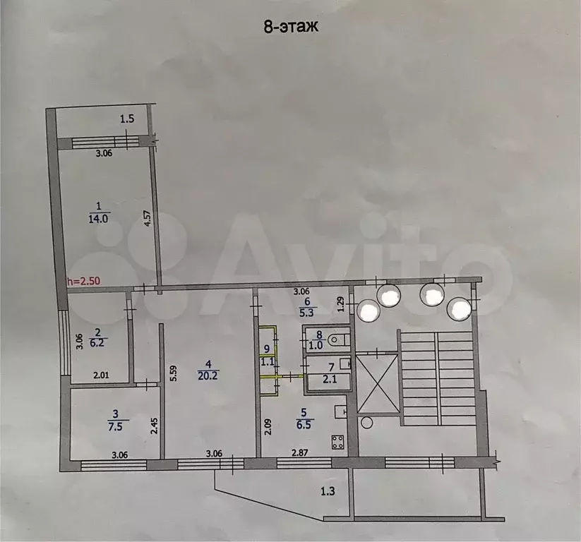3-к. квартира, 64 м, 8/9 эт. - Фото 0