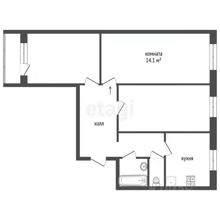 Комната Москва Варшавское ш., 143К4 (14.1 м) - Фото 2