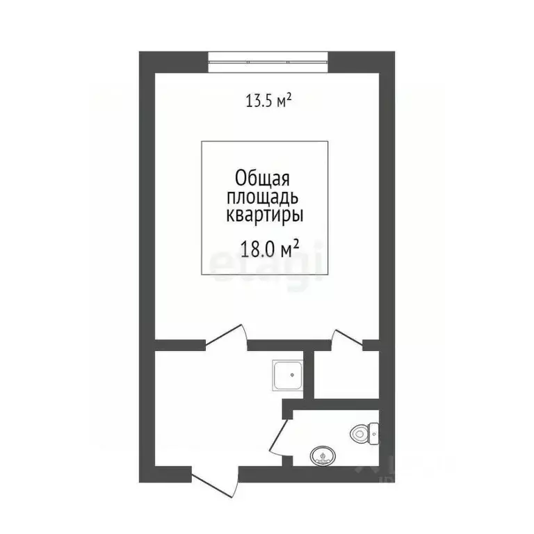 Студия Томская область, Томск Транспортная ул., 4 (18.0 м) - Фото 1