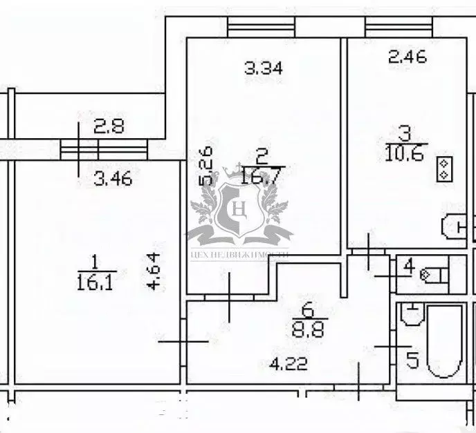 2-к кв. Санкт-Петербург ул. Щербакова, 14К2 (55.8 м) - Фото 2