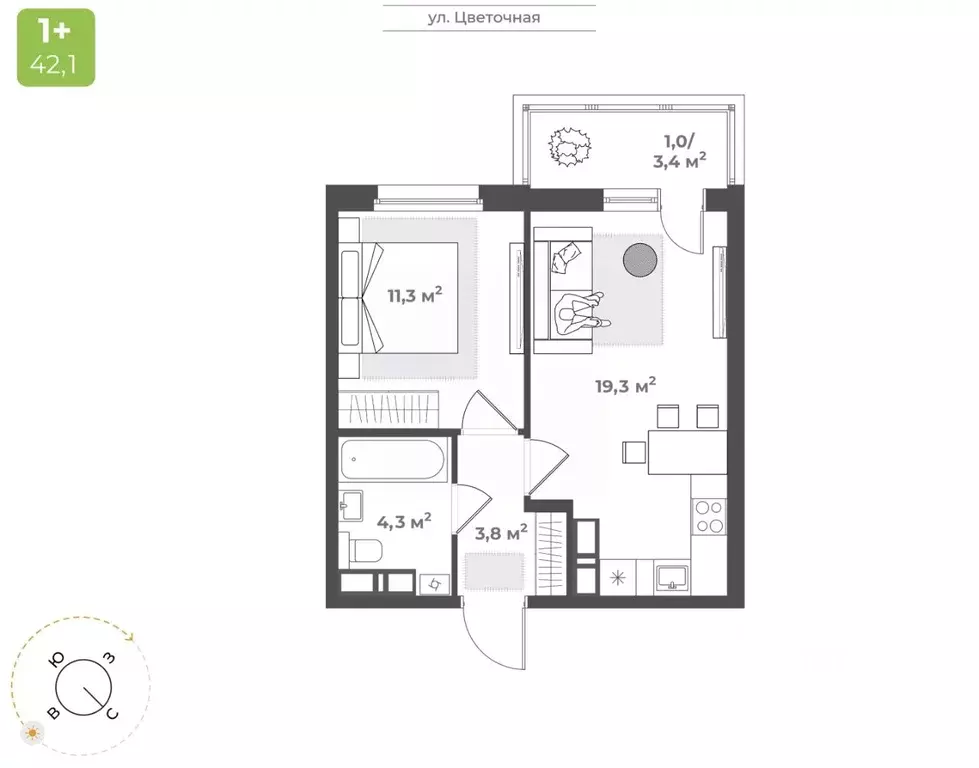 1-к кв. Тверская область, Тверь Соминка мкр,  (39.7 м) - Фото 1