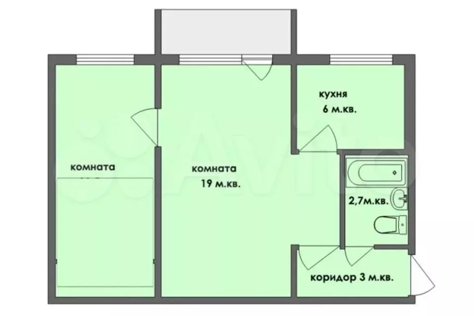 2-к. квартира, 44,9 м, 5/5 эт. - Фото 0