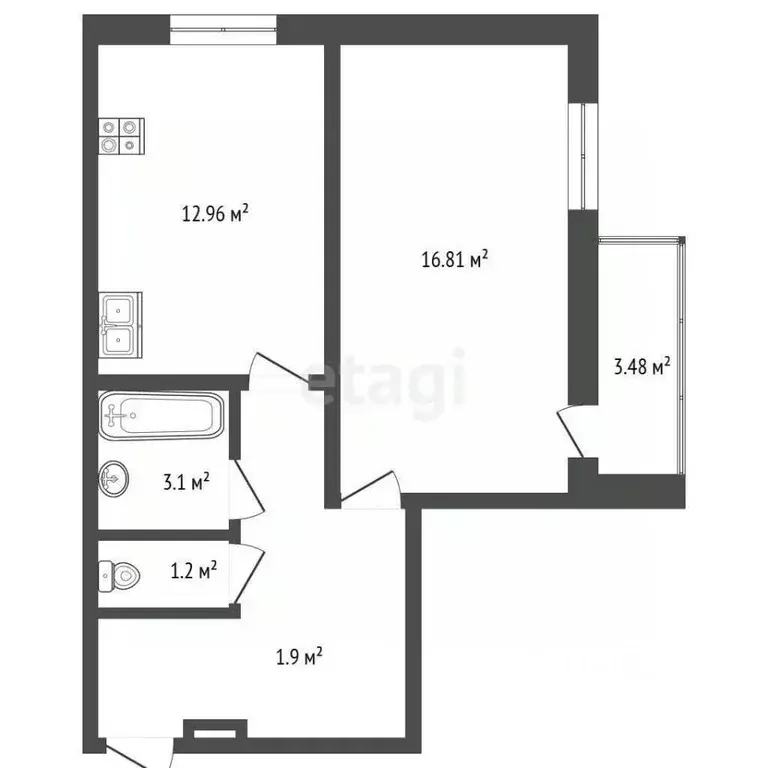 1-к кв. Саха (Якутия), Якутск ул. Пирогова, 9 (46.8 м) - Фото 1
