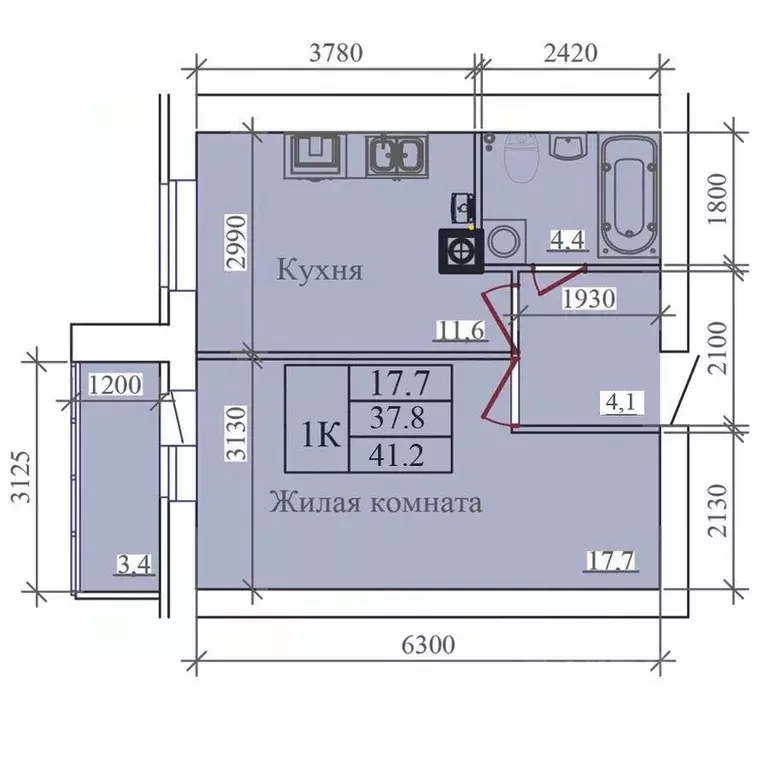 1-к кв. Ивановская область, Иваново ул. Павла Большевикова, 50к6 (41.2 ... - Фото 2
