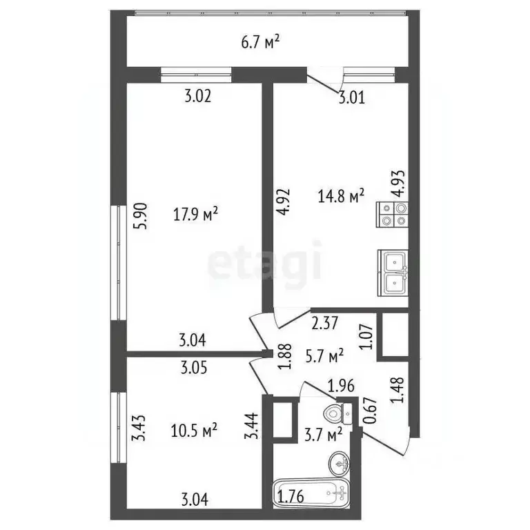 2-к кв. Санкт-Петербург Глухарская ул., 26 (52.6 м) - Фото 2