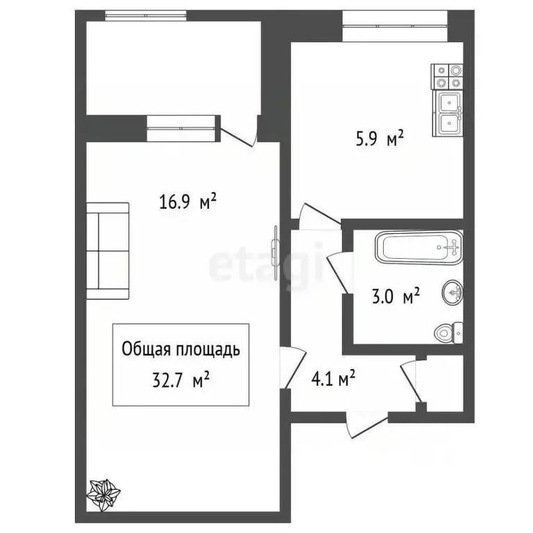 1-к кв. Новосибирская область, Новосибирск ул. Связистов, 5 (32.7 м) - Фото 1