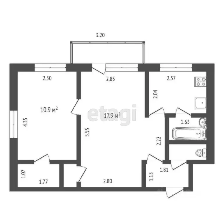 2-к кв. Тюменская область, Тюмень Тульская ул., 3 (42.1 м) - Фото 2
