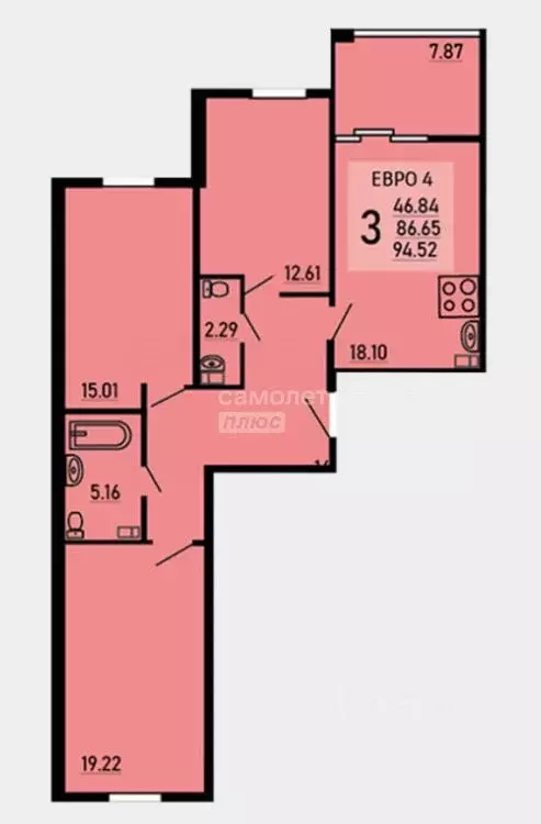 3-к кв. Липецкая область, Липецк Студеновская ул., 23Б (86.65 м) - Фото 1