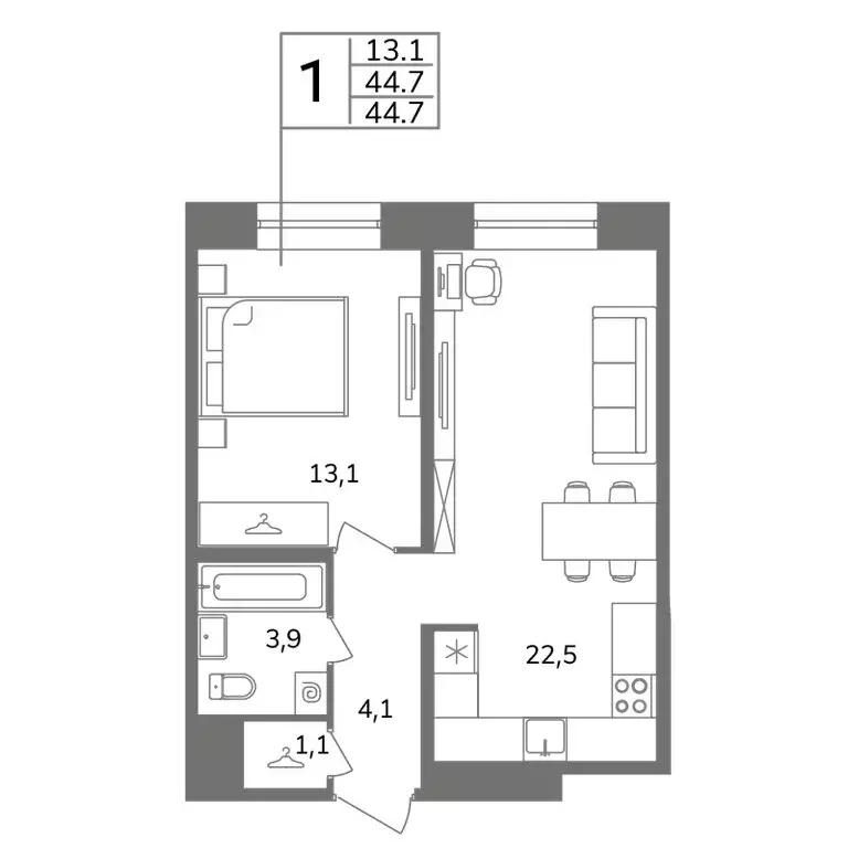 1-комнатная квартира: Санкт-Петербург, Фрунзенский район, ... - Фото 1