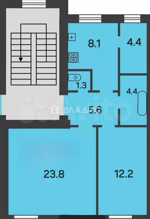 2-к. квартира, 60 м, 1/4 эт. - Фото 0