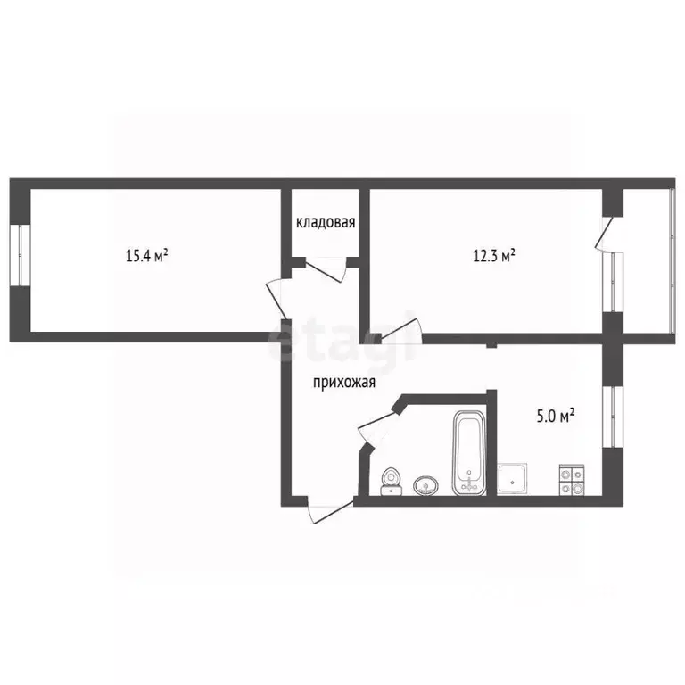 2-к кв. Мордовия, Рузаевка Паровозная ул., 2А (47.0 м) - Фото 1