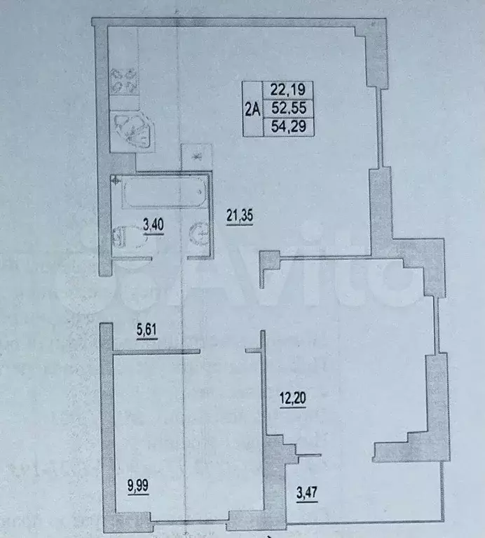 2-к. квартира, 52,6 м, 4/10 эт. - Фото 0