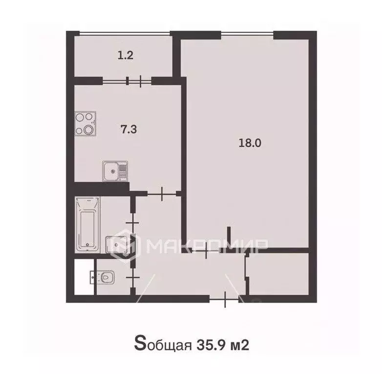 1-к кв. Санкт-Петербург Пулковское ш., 9К1 (35.9 м) - Фото 1