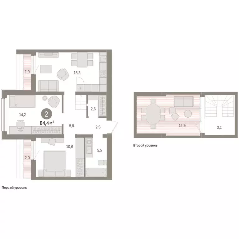 2-комнатная квартира: Тюмень, Мысовская улица, 26к1 (84.42 м) - Фото 1
