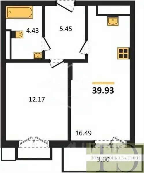 1-к кв. Калининградская область, Гурьевский муниципальный округ, пос. ... - Фото 1
