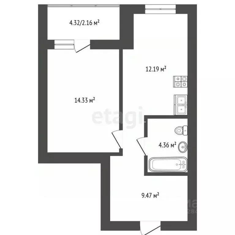 1-к кв. Вологодская область, Череповец ул. Береговая, 5 (42.51 м) - Фото 2