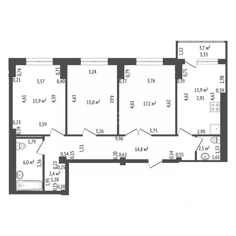 3-к кв. Башкортостан, Уфа Коммунистическая ул., 78 (87.6 м) - Фото 1