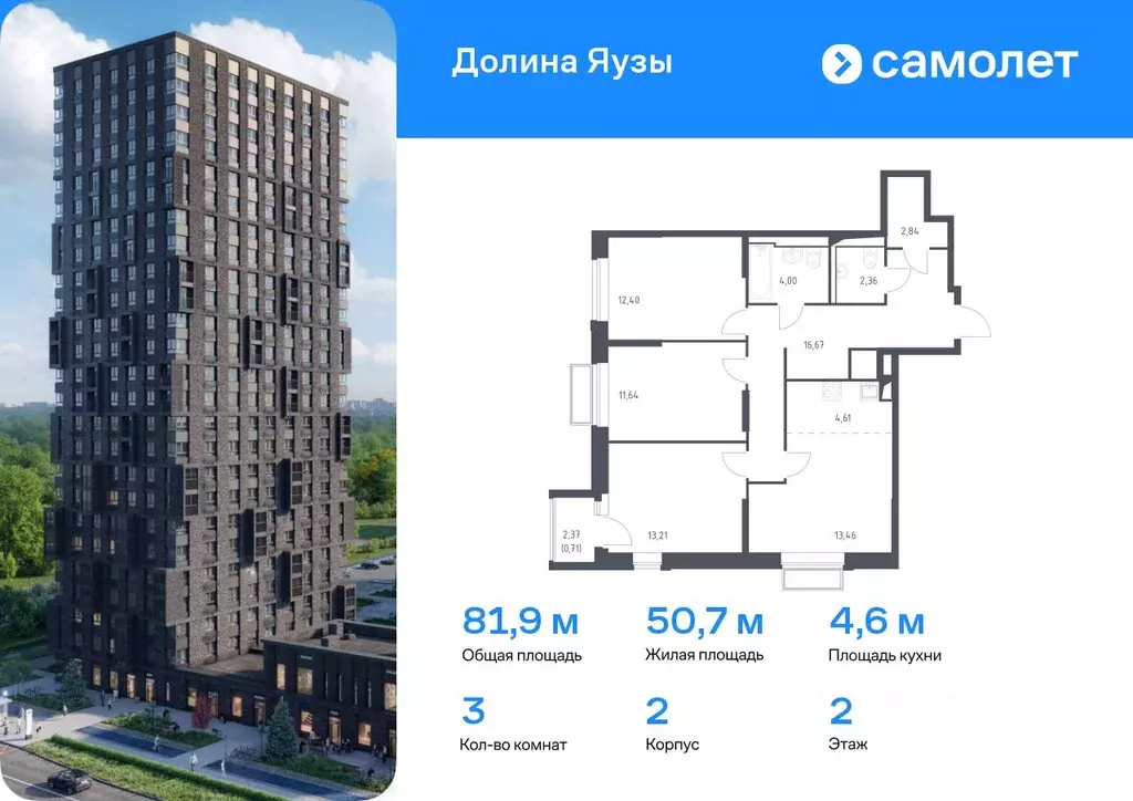 3-к кв. Московская область, Мытищи Перловка мкр, Долина Яузы жилой ... - Фото 0