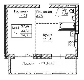1-к кв. Алтайский край, Барнаул ул. Никитина, 41 (37.97 м) - Фото 1