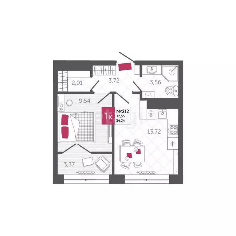 1-комнатная квартира: Тула, Калужское шоссе, 20к2 (35.92 м) - Фото 1