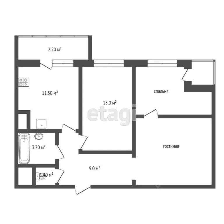 2-к кв. Татарстан, Набережные Челны просп. Сююмбике, 40блок7 (70.2 м) - Фото 1