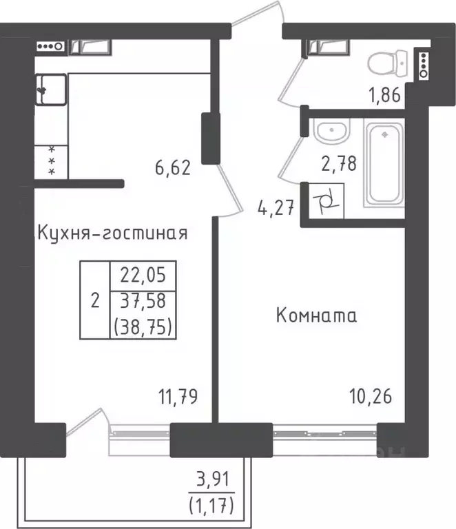 1-к кв. Московская область, Дмитровский муниципальный округ, д. Рыбаки ... - Фото 0