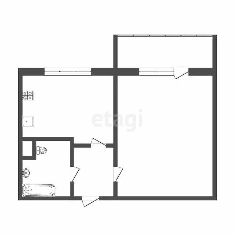 1-комнатная квартира: Тюмень, улица Николая Ростовцева, 10 (33 м) - Фото 1