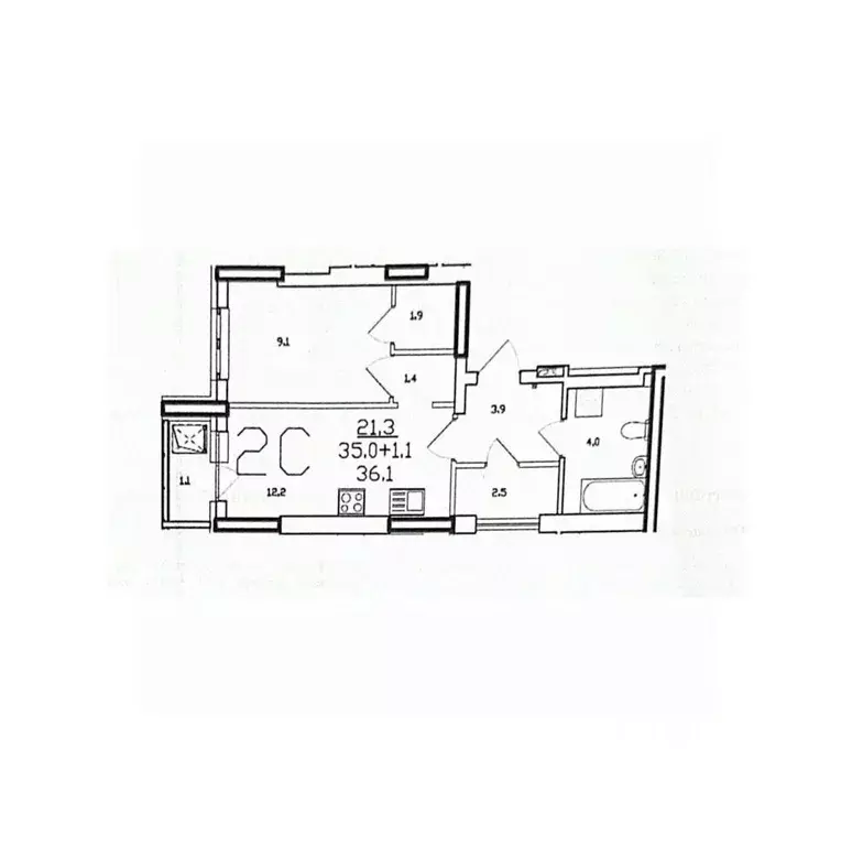 2-к кв. Башкортостан, Уфа ул. Рихарда Зорге, 13/1 (36.0 м) - Фото 2