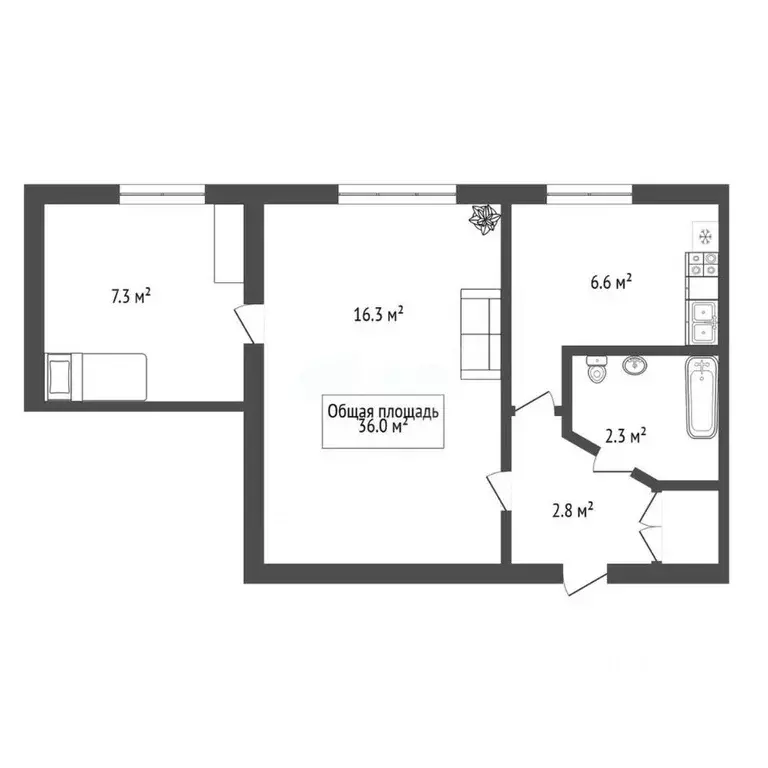 2-к кв. Новосибирская область, Обь ул. Калинина, 27 (36.0 м) - Фото 2