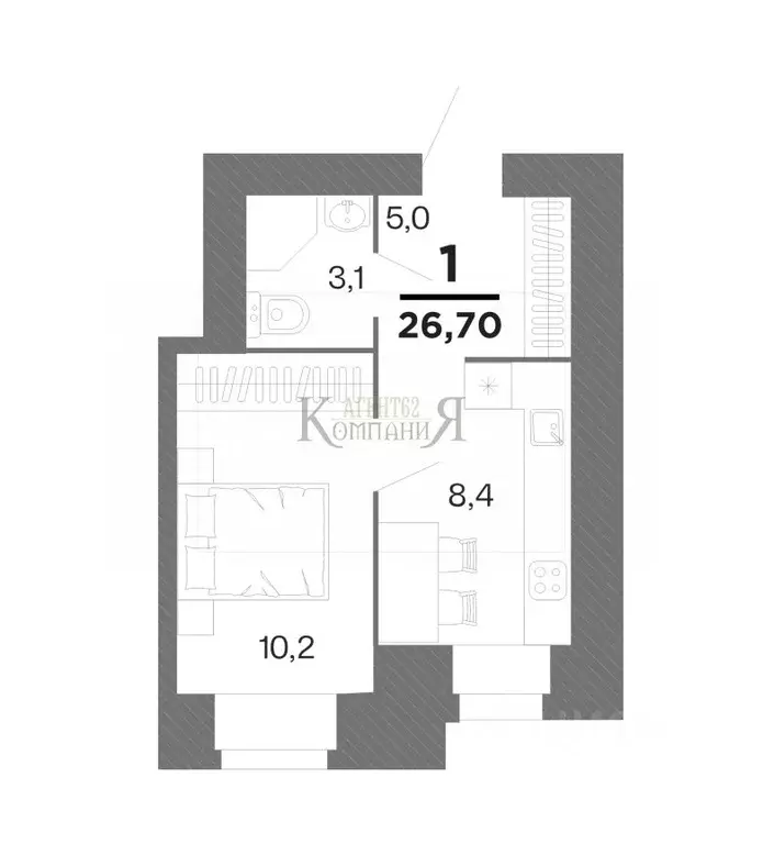 1-к кв. Рязанская область, Рязань Бирюзова Парк жилой комплекс (26.7 ... - Фото 1