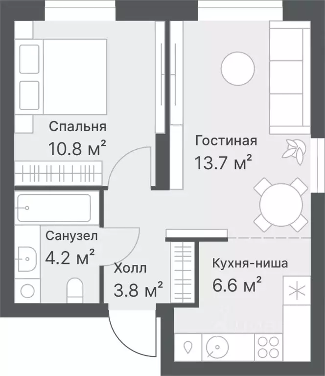 2-к кв. Тюменская область, Тюмень Кремлевская ул., 95 (39.1 м) - Фото 0